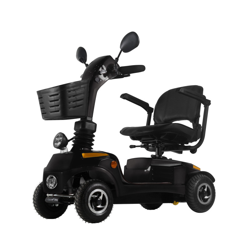 Scooter de movilidad compacto con llantas de aluminio para ir de compras