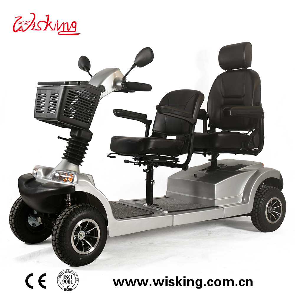 Scooter de movilidad con asientos delanteros y traseros con techo para personas mayores