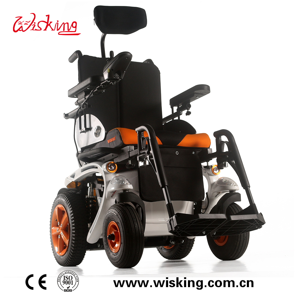 Hospital ancianos silla de ruedas eléctrica ajustable en altura con ruedas reposapiés y reposacabezas