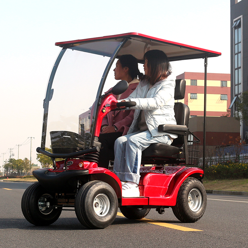scooter de movilidad de doble asiento con neumático de 16 pulgadas para personas mayores