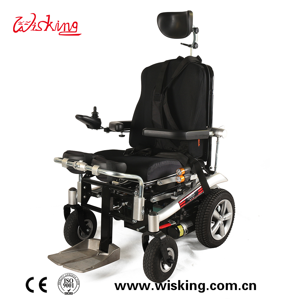 Respaldo ajustable eléctrico Reclinación Cómoda silla de ruedas eléctrica de pie para discapacitados